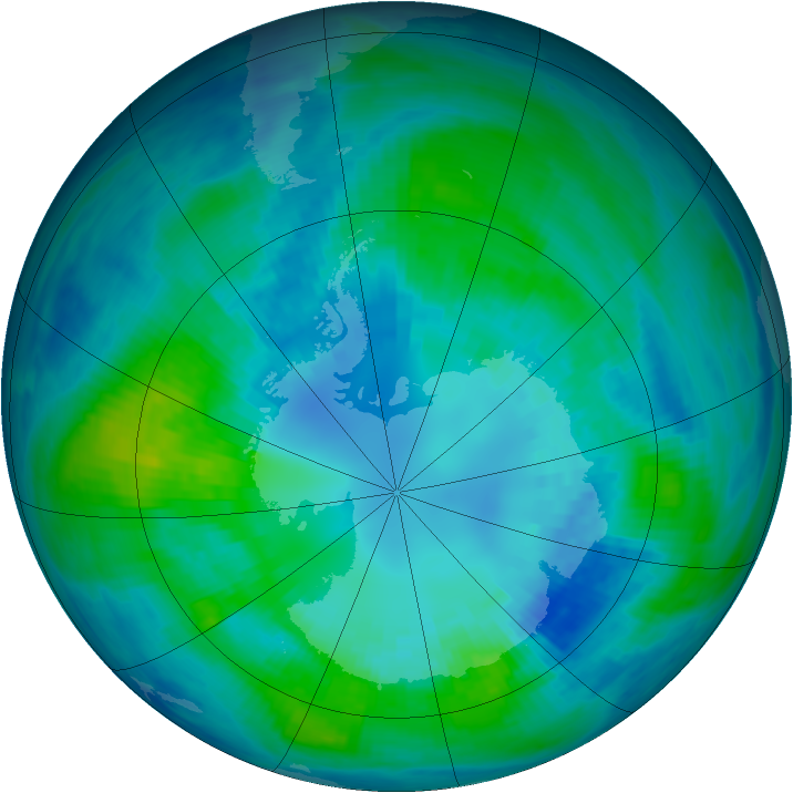 Antarctic ozone map for 13 April 1988